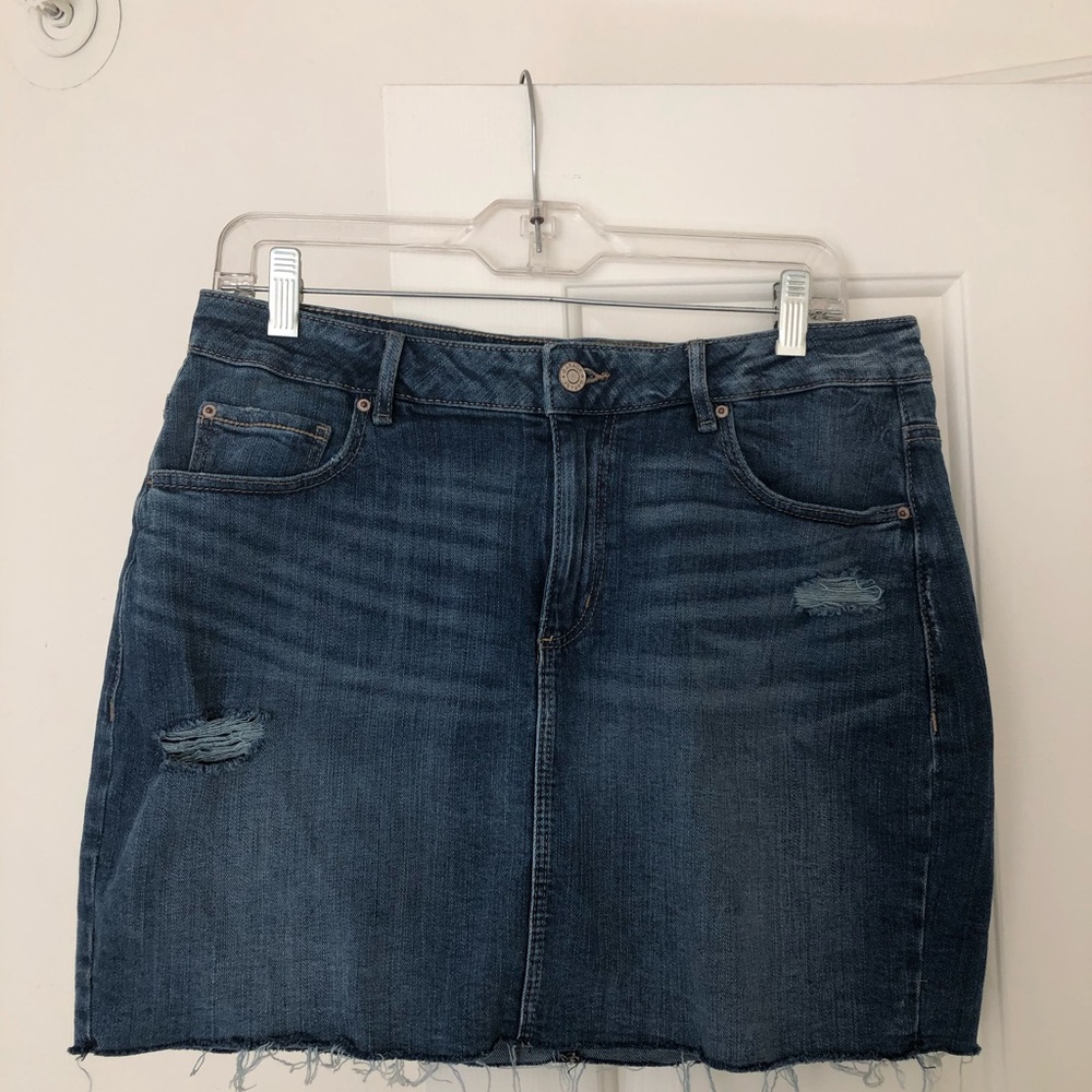 Ripped Denim Skirt